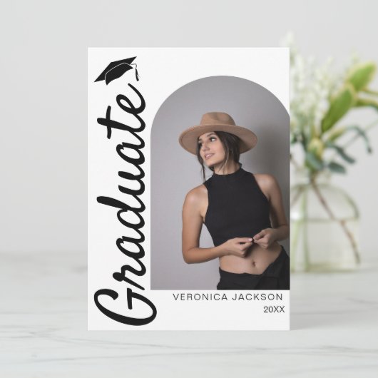 Modern Arch Photo Afstuderen Aankondiging (Staand voorkant)