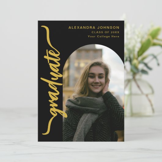 Modern Arch Photo Afstuderen Aankondiging (Staand voorkant)