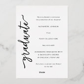 Modern Arch Photo Elegant Gold Script Afstuderen Folie Uitnodiging (Achterkant)