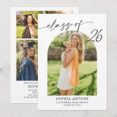 Modern Arch Photo Graduation Party Invitation (Devant / Derrière)