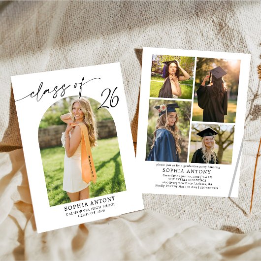 Modern Arch Photo Graduation Party Invitation