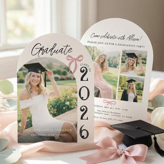 Modern Arch Photo Graduation Party Invitation