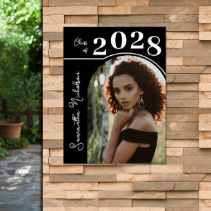 Modern Arch Photo Graduation Party Zwart Poster