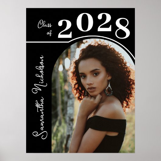 Modern Arch Photo Graduation Party Zwart Poster (Voorkant)