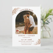 Modern Arch Photo Pampas Grass Save Our Date Kaart (Staand voorkant)
