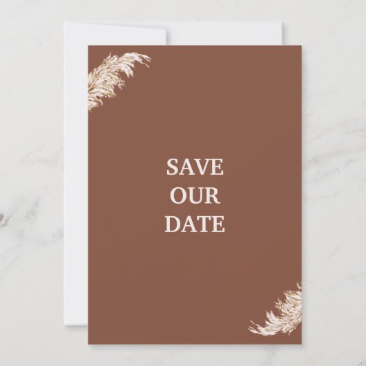 Modern Arch Photo Pampas Grass Save Our Date Kaart (Achterkant)