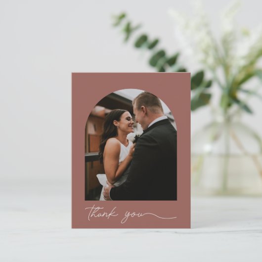 Modern Arch Photo Weddenschap Bedankt Briefkaart (Staand voorkant)