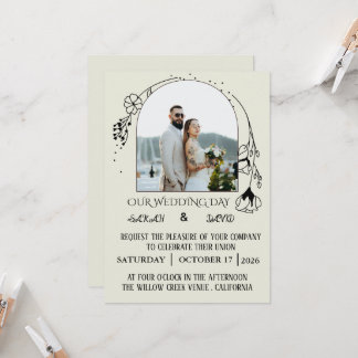 Modern Arch Photo Wedding Invitation Kaart