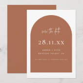 Modern Arch Retro Minimalistisch Koper Script Save The Date (Voorkant / Achterkant)