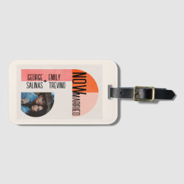 Modern Arch, Sinaasappel en Roze, Pas getrouwd Bagagelabel