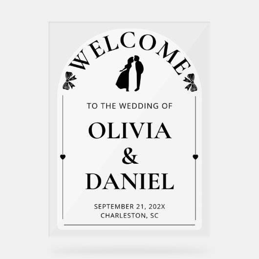 Modern Arch Wedding Welcome Layout Acryl Bord (Voorkant)