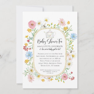 Modern Arch Wildflower Bloemen Bijen Tea Party Bab Kaart