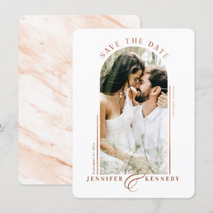 Modern Arched Photo Lijst Terracotta Marble Back Save The Date
