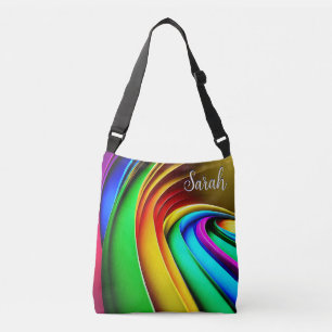 Modern Arched Rainbow Pride Monogram Crossbody Tas