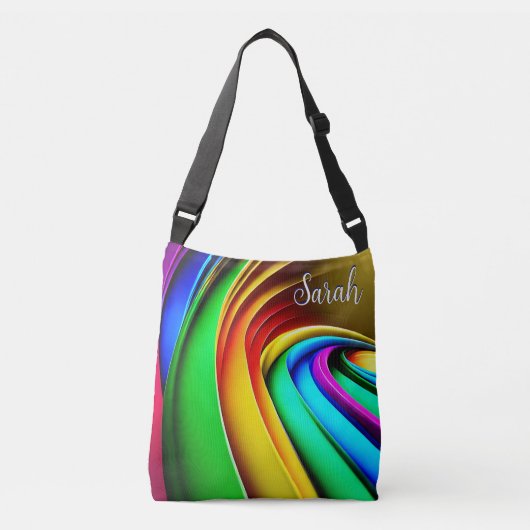 Modern Arched Rainbow Pride Monogram Crossbody Tas (Voorkant)