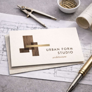 Modern Architect Hout Logo Ivoor Visitekaartje
