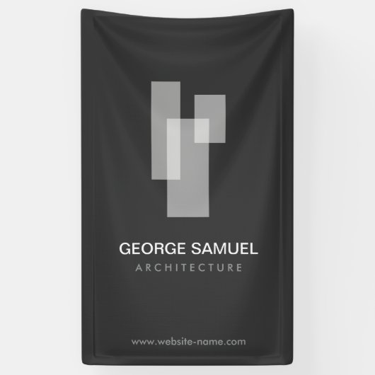 Modern Architectural Blocks Logo Wit/Grijs Spandoek (Verticaal)
