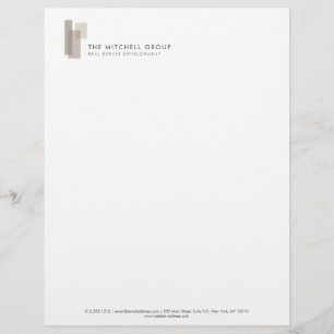 Modern Architecturale Blokken Logo Minimalistisch Briefhoofd