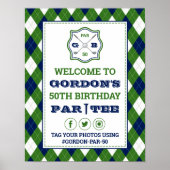 Modern argyle Pattern Golf Any Age Birthday Sign Poster (Voorkant)