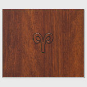 Modern Aries Zodiac Symbool op Mahogany als gedruk Cadeaupapier (Vlak)