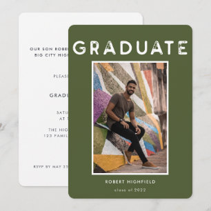 Modern Army Green Typografie Foto 2022 Afstuderen Kaart