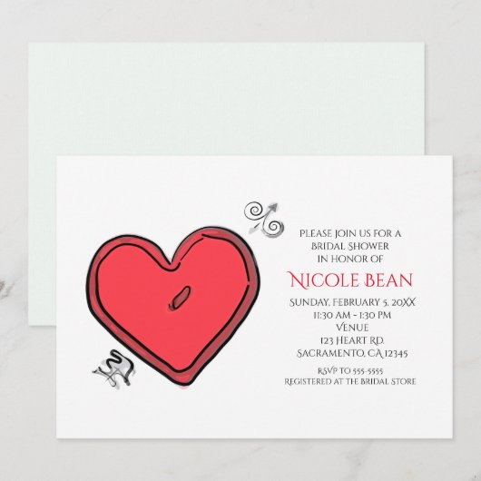 Modern Arrow & Heart Valentijnse  Party Invitation Kaart (Voorkant / Achterkant)