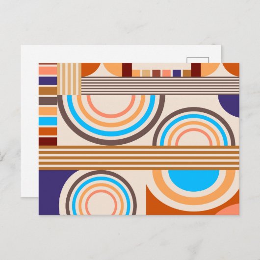 Modern Art Abstract Faux Bauhaus Pattern Briefkaart (Voorkant / Achterkant)