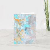 Modern Art Aqua en Goud Gevouwen Blank Note Kaart (Voorkant)