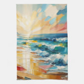 Modern Art Beach Sunset Art Design Theedoek (Verticaal)