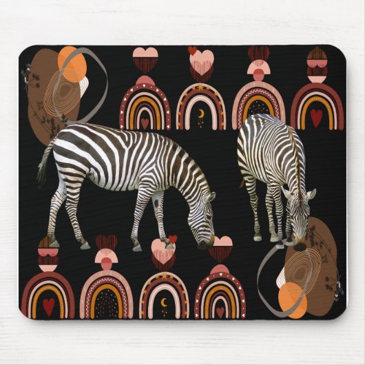 Modern Art Boho Bohemian Animals Rainbows Zebras Muismat (Voorkant)