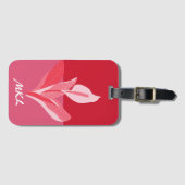 Modern Art Calla Lily Rroze Monogram Bagagelabel (Voorkant (horizontaal))