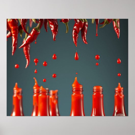 Modern Art Chili Pepper Hot Sauce Mexican Decor Poster (Voorkant)