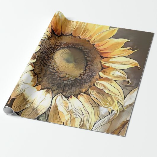 Modern Art  Collectie zonnebloem Cadeaupapier (Uitgerold)