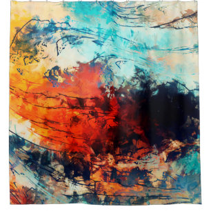 Modern art. Colorful contemporary artwork. Color Douchegordijn