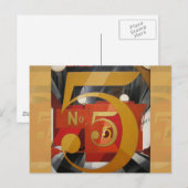 Modern Art Cubist Demuth Figuur 5 in Gold Briefkaart (Voorkant / Achterkant)