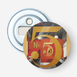 Modern Art Cubist Demuth Figuur 5 in Gold Button Flesopener