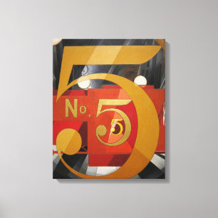 Modern Art Cubist Demuth Figuur 5 in Gold Canvas Afdruk