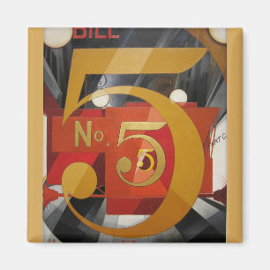 Modern Art Cubist Demuth Figuur 5 in Gold Magneet