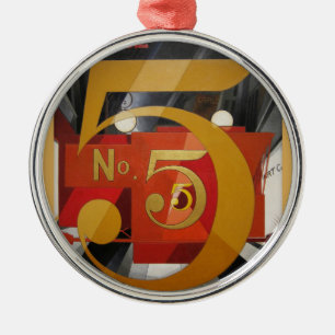 Modern Art Cubist Demuth Figuur 5 in Gold Metalen Ornament