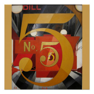 Modern Art Cubist Demuth Figuur 5 in Gold Perfect Poster