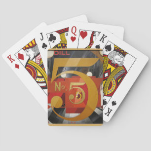 Modern Art Cubist Demuth Figuur 5 in Gold Pokerkaarten