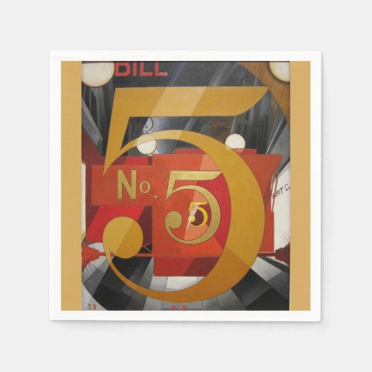 Modern Art Cubist Demuth Figuur 5 in Gold Servetten (Voorkant)