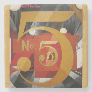 Modern Art Cubist Demuth Figuur 5 in Gold Stenen Onderzetter
