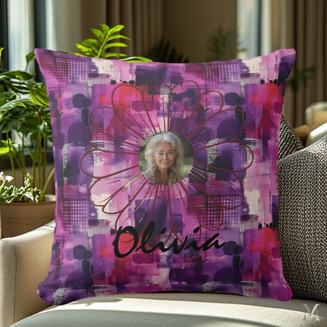 Modern Art Custom Photo Pillow in Paarse Abstract Kussen (Creator heeft geüpload)