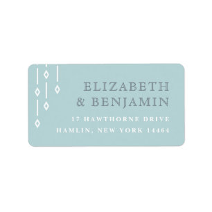 Modern Art Deco Aqua Mint retouradres Etiket