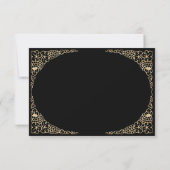 Modern Art Deco Black en Faux Gold RSVP Kaartje (Achterkant)