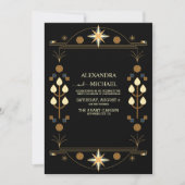 Modern Art Deco Black en Gold Wedding Kaart (Voorkant)
