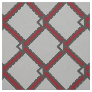 Modern Art Deco Black, Grey en Red Fabric Stof