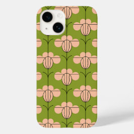 Modern Art Deco Bloemenpatroon - Roze Bloemen Case-Mate iPhone 14 Hoesje