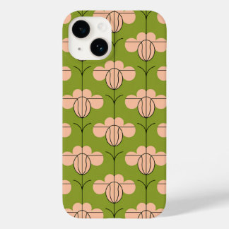 Modern Art Deco Bloemenpatroon - Roze Bloemen Case-Mate iPhone 14 Hoesje